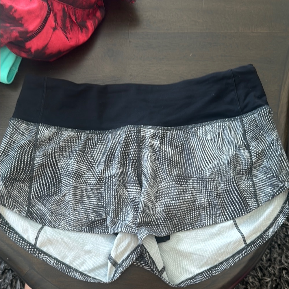 Women's Black and Gray Patterned Shorts